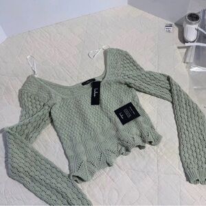 Lulu's Soft Green V-Neck Sweater